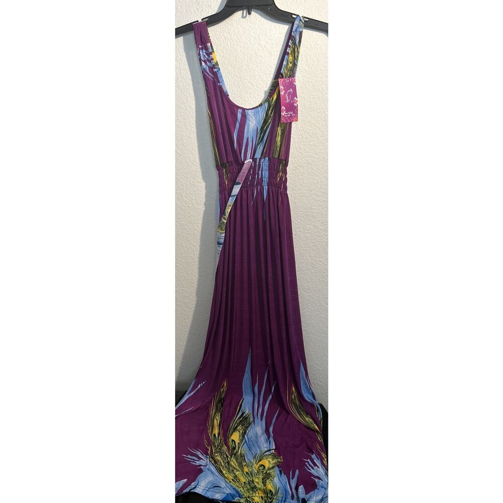 Women’s Purple Multi Color Summer Dress Long 2XLarge Nwt